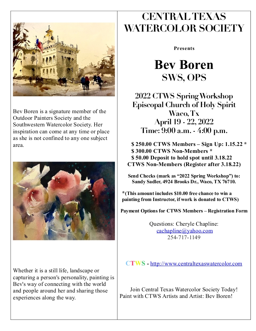 2022 CTWS Spring Membership Workshop Artist with Bev Boren