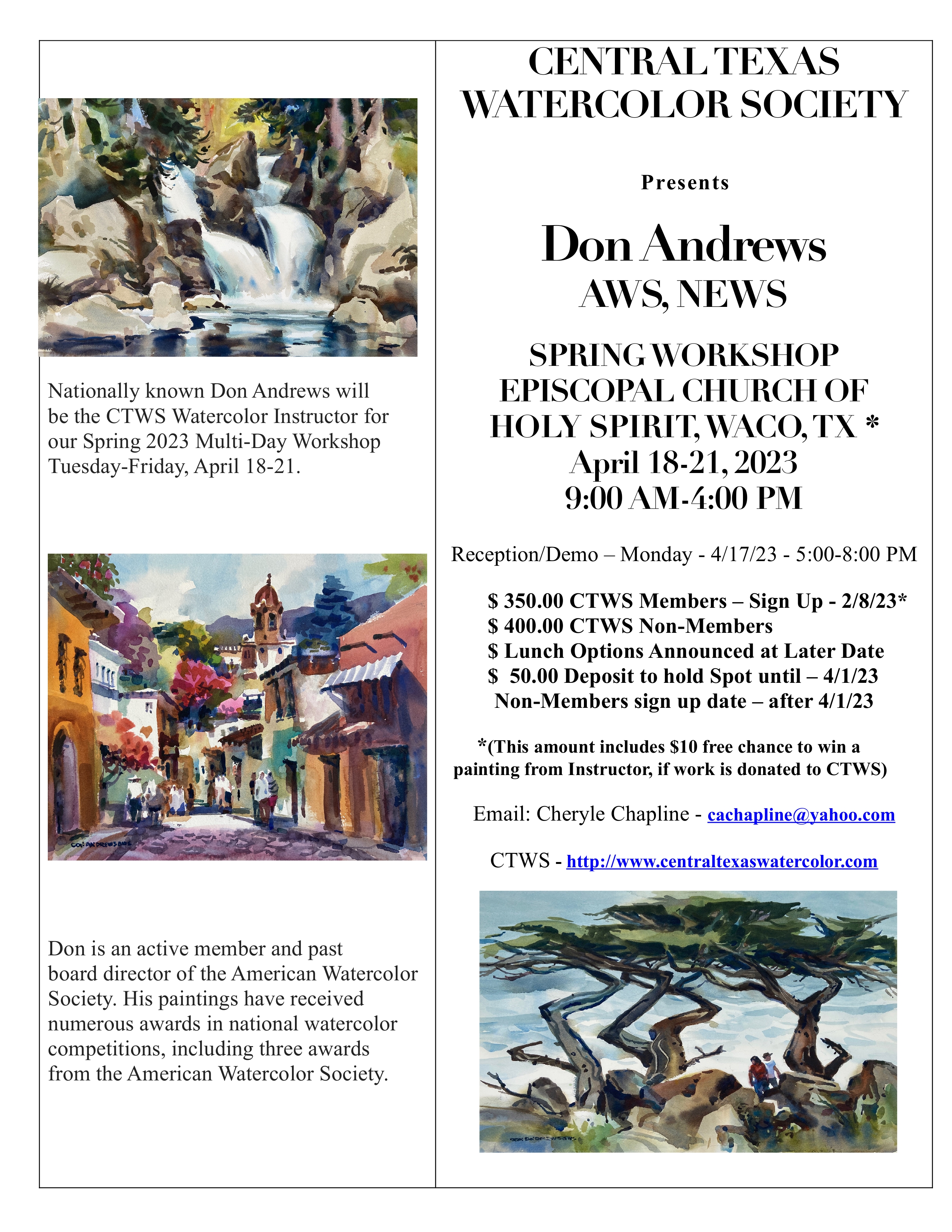 2023 CTWS Spring Workshop with Artist Don Andrews